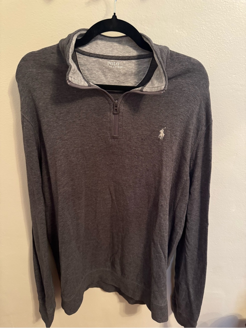 Polo Ralph Lauren Men’s Large Gray Quarter Zip Pullover Pony Preppy